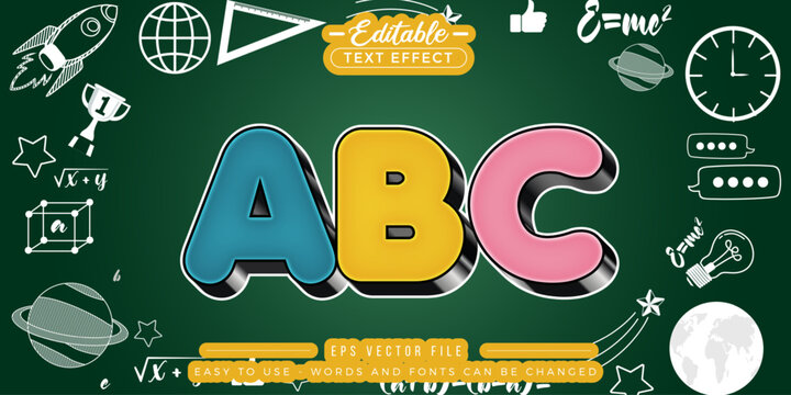 Colourful ABC editable text effect.