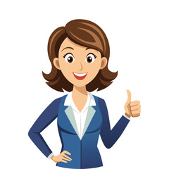 Confident Female Manager Giving Thumbs Up – Positive Businesswoman in Office Attire Encouraging Success, Approval, Motivation, and Leadership – Clean Vector Illustration