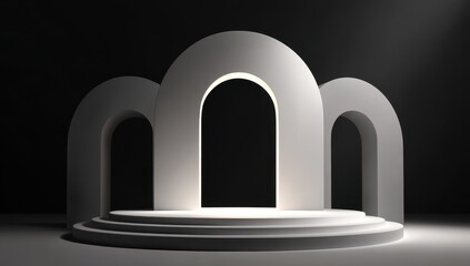 Fototapeta premium White archway podium, spotlight