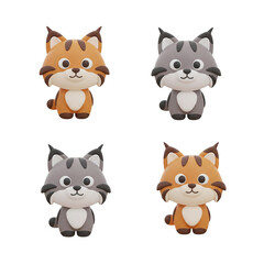 Obraz premium Four adorable cartoon lynx kittens in different colors