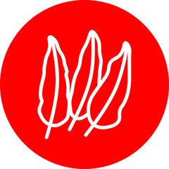 Mango Leaves Vector Line White Circle Red