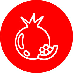Pomegranate Vector Line White Circle Red
