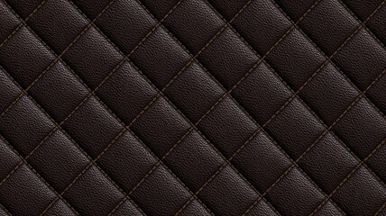 Fototapeta premium Close-up of quilted dark brown leather texture. AI generated