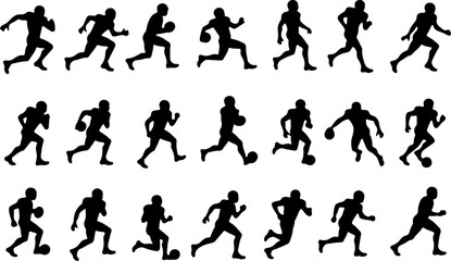 American Football Player Silhouettes in Action"
