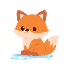 Cartoon Illustration of a Cute Fox