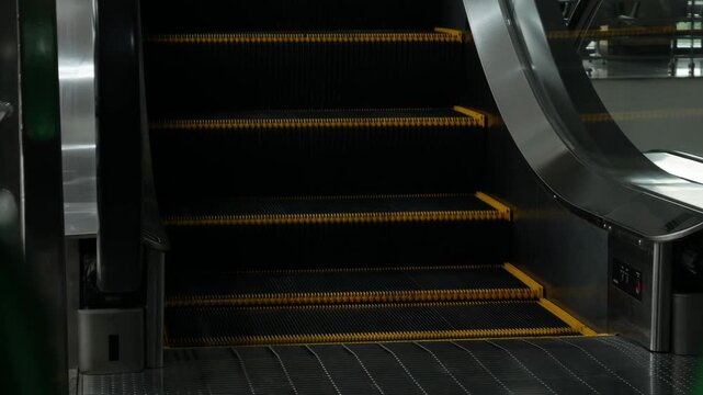 Automatic Escalator in Public Place Without People - Urban Interior Motion