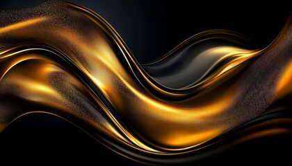 Obraz premium Sleek Metallic Elegance Stunning Abstract Waves in Dark Gold and Black for Modern Aesthetic Appeal