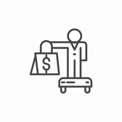 person on segway with shopping bag icon sign vector