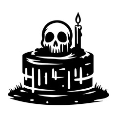 cake for halloween with chocolate skull 