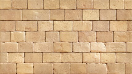 Naklejka premium Textured tan brick wall patterned in neat rows. Artificial intelligence image