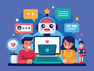 Cute Robot Teaching Woman Clipart