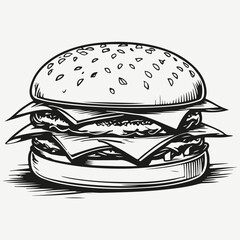 cheeseburger sketch illustration vector
