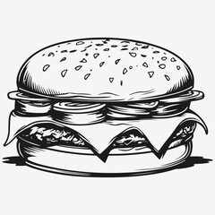cheeseburger sketch illustration vector