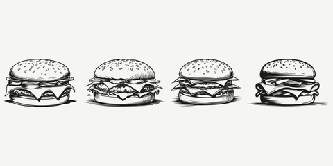 cheeseburger sketch illustration vector