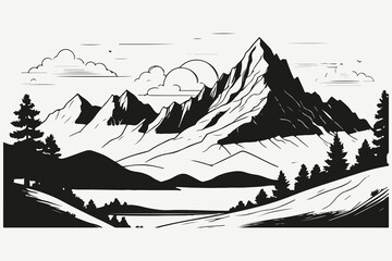 mountain landscape sketch illustration vector