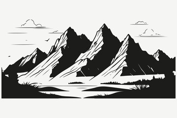 mountain landscape sketch illustration vector