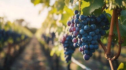 Fototapeta premium AI-operated grape vineyard with precision irrigation system 