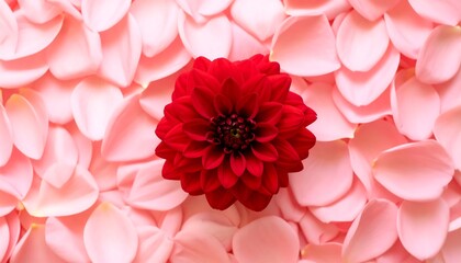 Red flower amidst soft pink petals