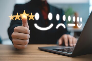 Man typing on a laptop, engaged in online business communication