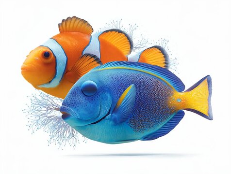 aquarium, Clownfish, Blue tang, fish, sea, Coral, Coral reef, anemone, water, cartoon, illustration, animal, ocean, vector, tropical, underwater, nature, goldfish, isolated, fishing, blue, cute, marin