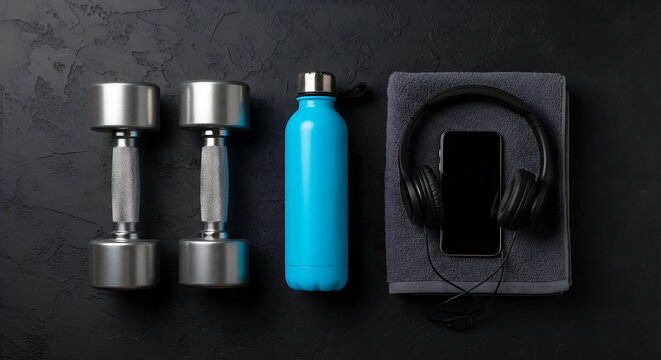 Essential Workout Gear on a Dark Background