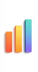Three colorful, 3D bar graphs, ascending