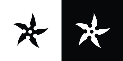 Fototapeta premium Shuriken icon set in black glyph style. silhouette collection vector illustration.