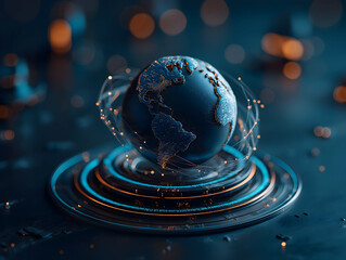 A digitally rendered globe surrounded by glowing lines and particles, symbolizing connectivity and global communication.