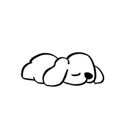 Cute Sleeping Dog for Kids to Color