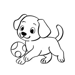 Cartoon playing Dog Printable Page