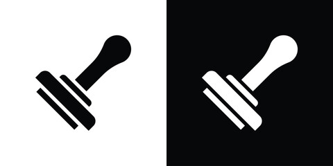 Rubber stamp icon set in black glyph style. silhouette collection vector illustration.