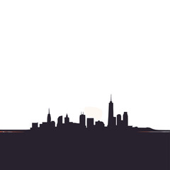 Fototapeta premium Silhouette of a city skyline showcasing an urban landscape.