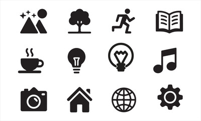 Children and Web Design Icon Set in Vector Silhouette Style