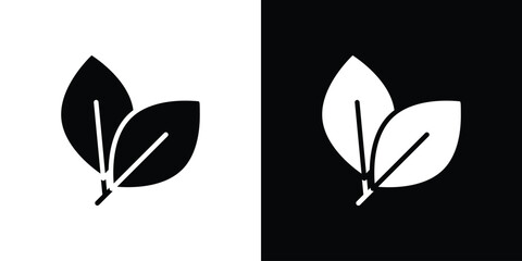 Leafs icon set in black glyph style. silhouette collection vector illustration.