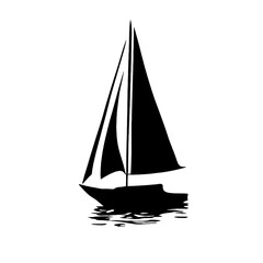 Fototapeta premium A Silhouette of a Sailing Vessel on Calm Waters.
