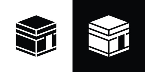 Kaaba icon set in black glyph style. silhouette collection vector illustration.