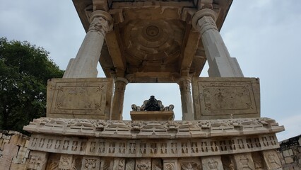 Intricate Stone Carvings of Kumbhshyam Temple within Historic Fort Complex Showcasing Bas-reliefs and Heritage Architecture