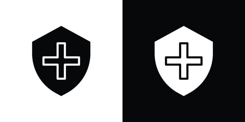 Fototapeta premium Immune guard icon set in black glyph style. silhouette collection vector illustration.