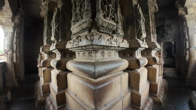 Intricate Carvings and Detailed Stone Reliefs Inside Meera Temple at Chittorgarh Fort Complex, Rajasthan, India 