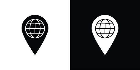 Global forum icon set in black glyph style. silhouette collection vector illustration.