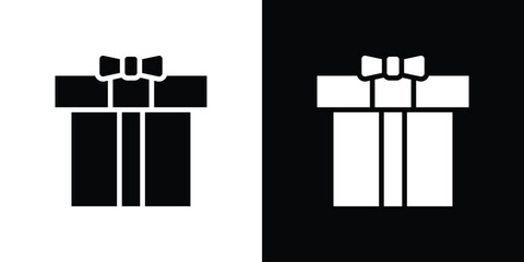 Gift box with ribbon icon set in black glyph style. silhouette collection vector illustration.
