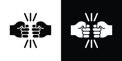 Fist bump icon set in black glyph style. silhouette collection vector illustration.