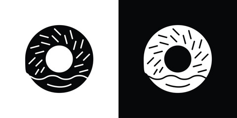 Doughnut icon set in black glyph style. silhouette collection vector illustration.