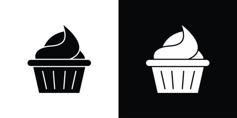 Cupcake icon set in black glyph style. silhouette collection vector illustration.