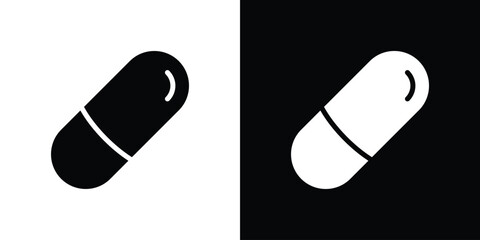 Capsule icon set in black glyph style. silhouette collection vector illustration.