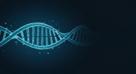 Obraz premium A glowing blue DNA double helix against a dark background