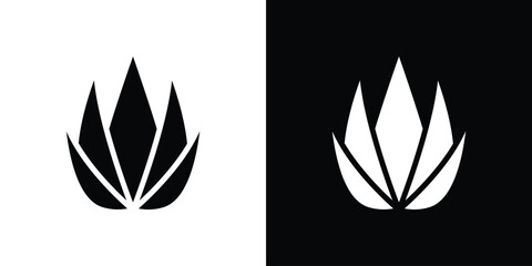 Aloe vera icon set in black glyph style. silhouette collection vector illustration.