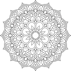 Fototapeta premium Elegant Mandala Design for Coloring Books and Decorative Art Projects, mandala, detail mandala, floral mandala