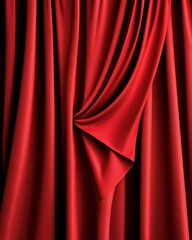 Elegant Red Draped Fabric with Luxurious Texture in Close-Up Detail