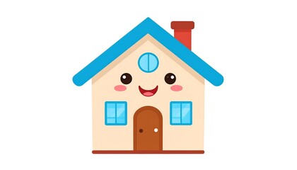 Fototapeta premium Charming cartoon house with cheerful expression perfect for children's content